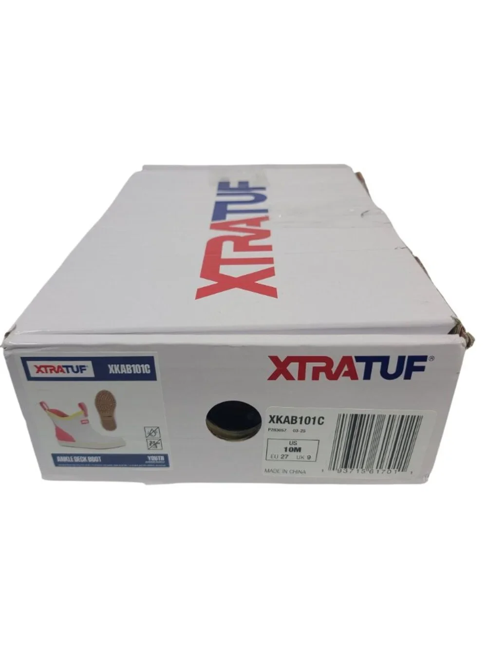 NEW Xtratuf Youth Ankle Deck Boots White Pink Neon Green Size 10M Waterproof